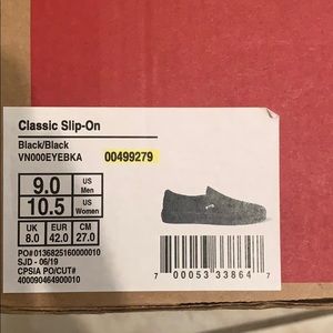 Black Van Slip Ons size 9 men